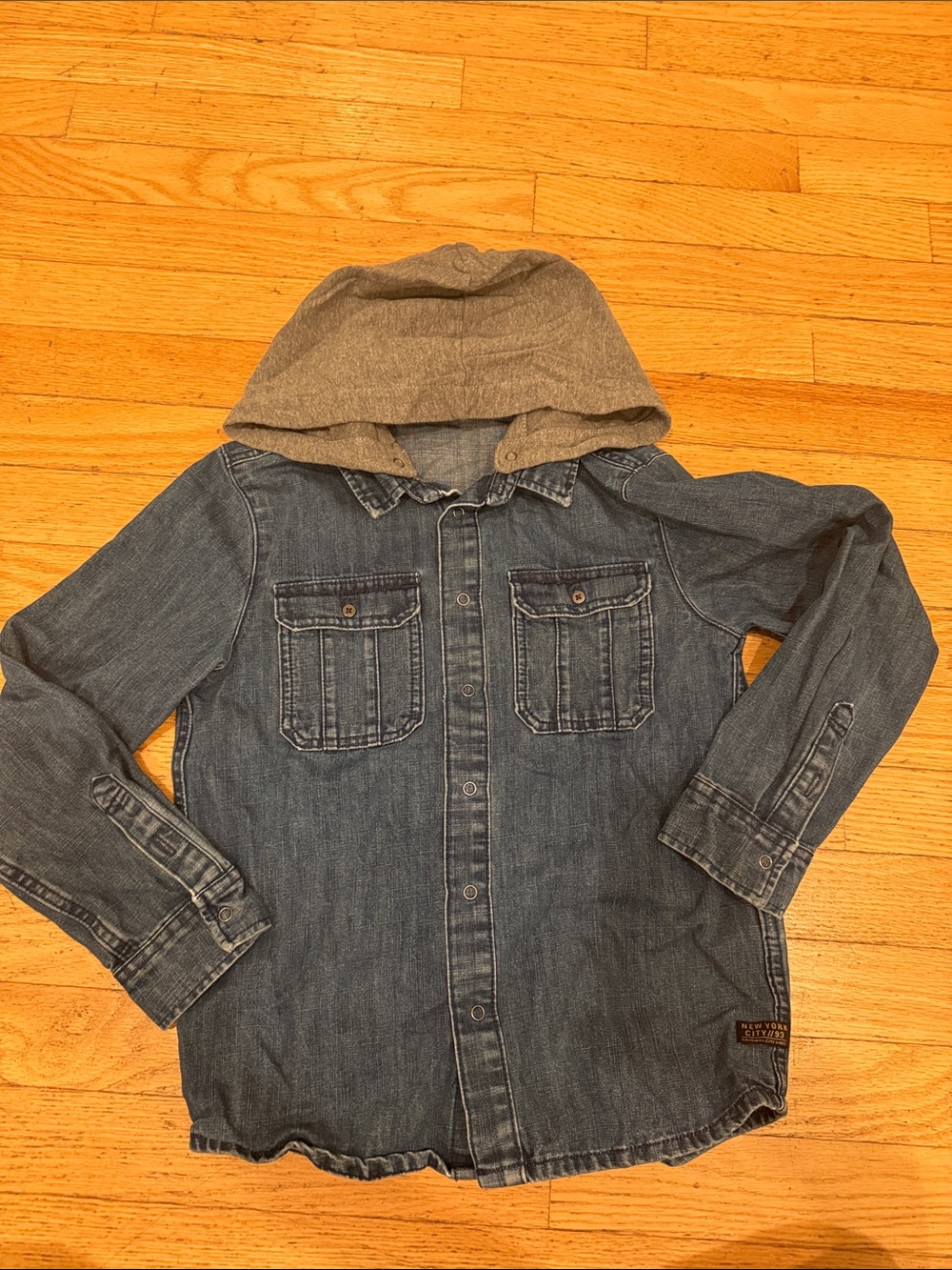 H&M Kids Denim Hooded Jacket - Gray Hood